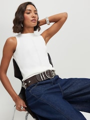 River Island White Sleeveless Clean Knitted Vest Top - Image 3 of 4