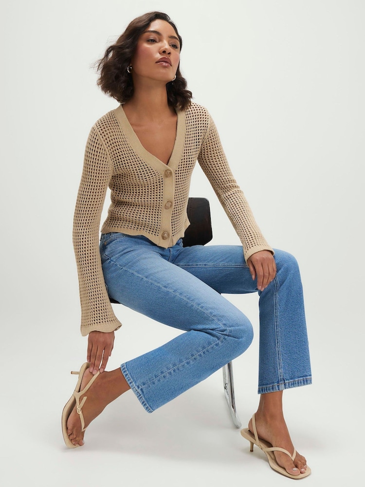 River Island Blue High Rise Cropped Kick Flare Jeans - Image 2 of 4