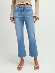 River Island Blue High Rise Cropped Kick Flare Jeans - Image 3 of 4