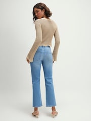 River Island Blue High Rise Cropped Kick Flare Jeans - Image 4 of 4