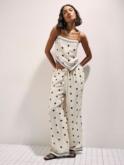River Island Cream Spot Print Wide Leg Trousers - Image 2 of 4
