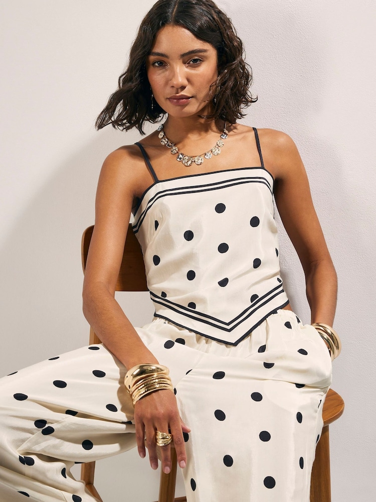 River Island Cream Spot Print Wide Leg Trousers - Image 4 of 4