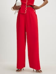 River Island Red Scallop Trim Wide Leg Trousers - Image 4 of 4