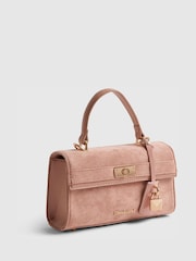 River Island Pink Lock Front Faux Suede Tote Bag - Image 3 of 6