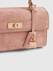 River Island Pink Lock Front Faux Suede Tote Bag - Image 4 of 6