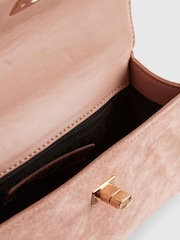 River Island Pink Lock Front Faux Suede Tote Bag - Image 5 of 6