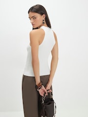 River Island Cream Ribbed Halter Top - Image 2 of 4