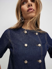 River Island Blue Button Front Short Sleeve Top - Image 3 of 4