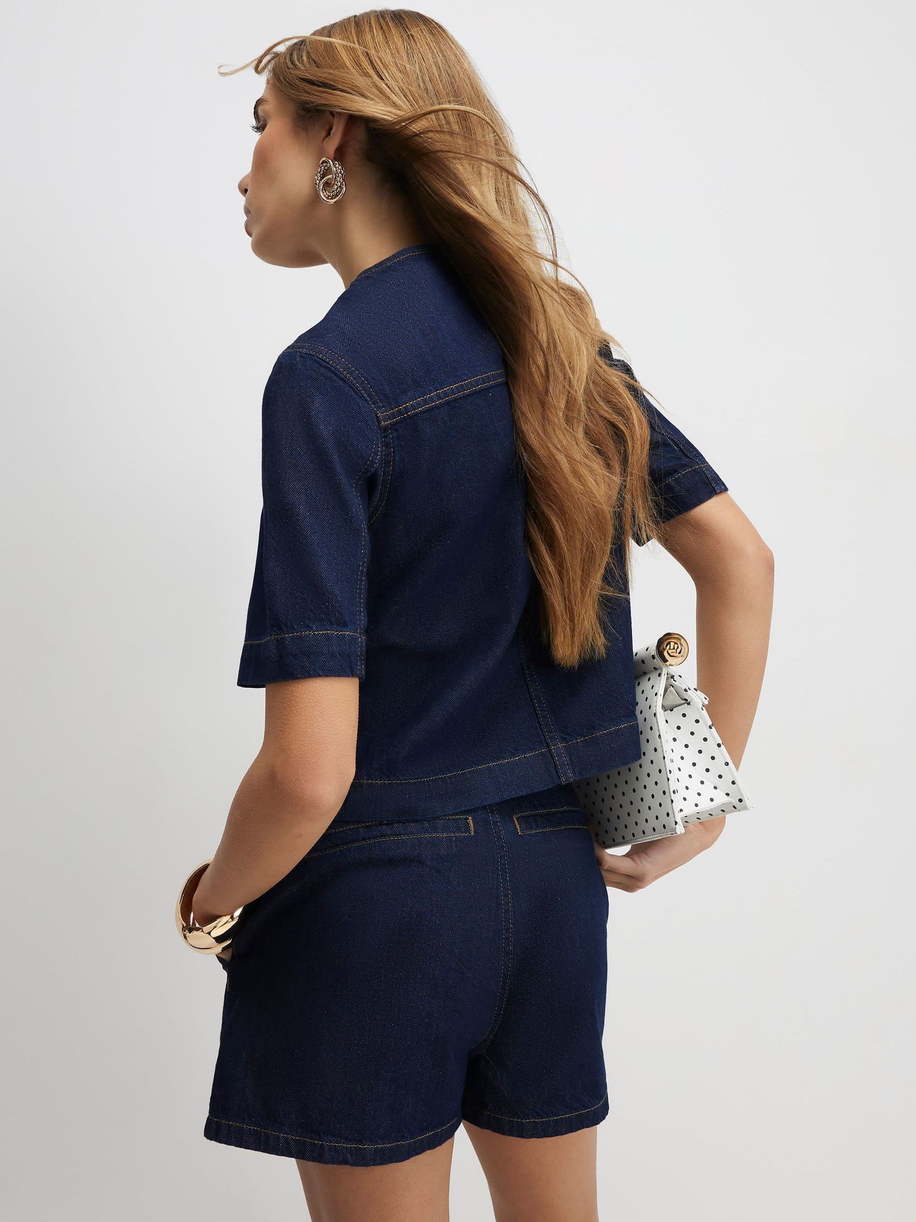 Buy River Island Blue Button Front Short Sleeve Top from Next