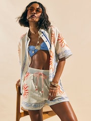River Island Cream Sun Print Shorts - Image 1 of 4