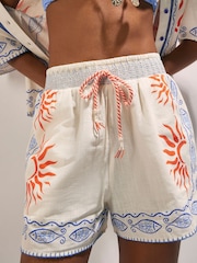 River Island Cream Sun Print Shorts - Image 3 of 4