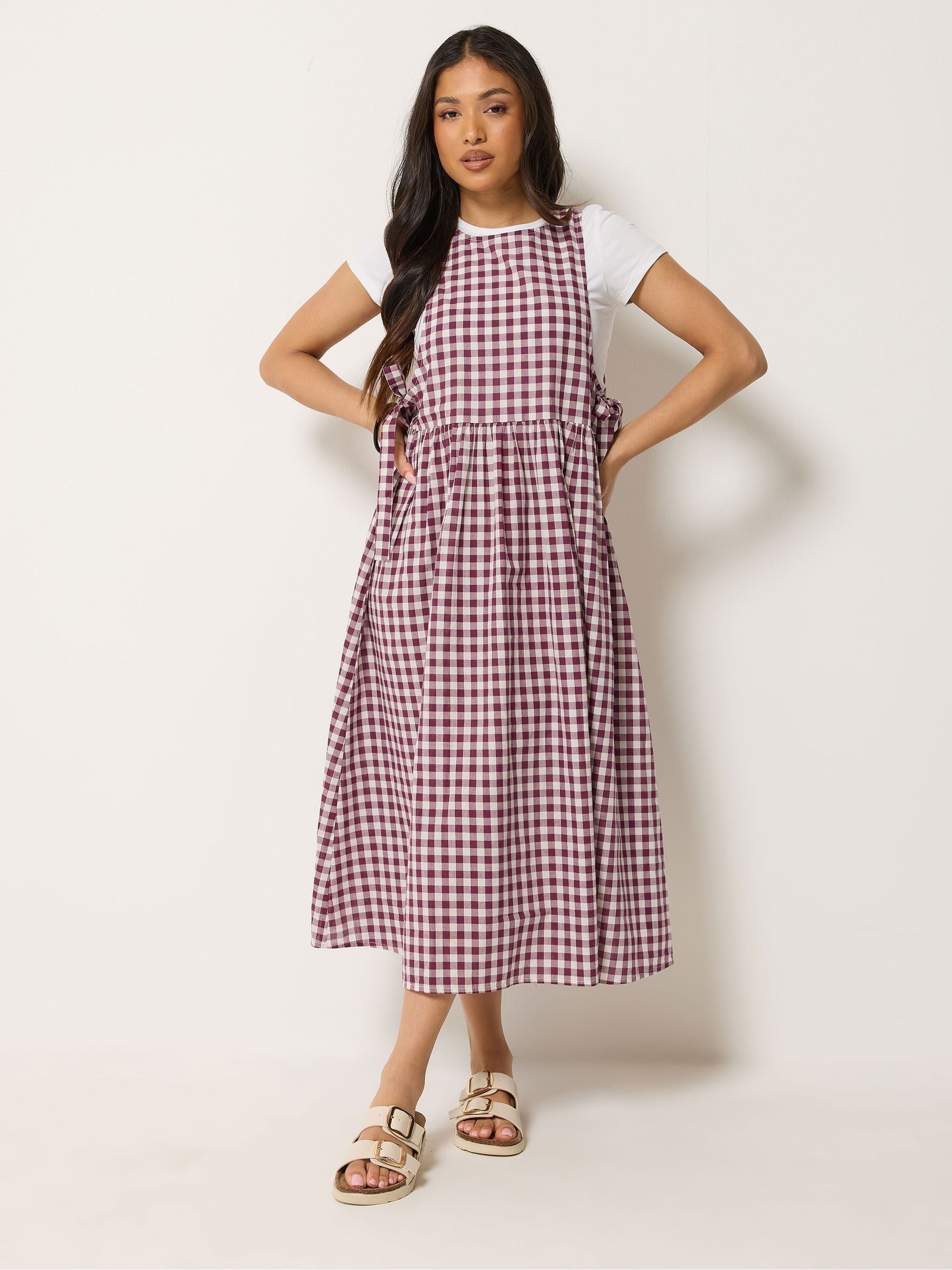 Buy PixieGirl Petite Red Gingham Pinafore Midi Dress from Next USA