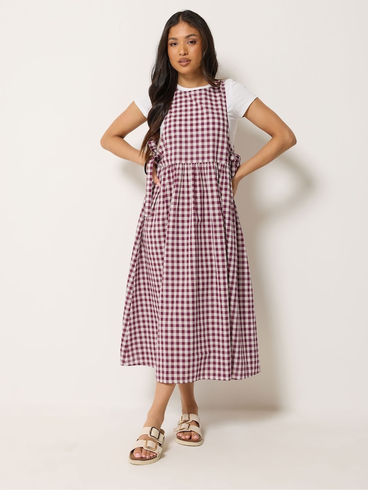 PixieGirl Petite Red Gingham Pinafore Midi Dress - Image 1 of 5 PixieGirl Petite Red Gingham Pinafore Midi Dress - Image 1 of 5