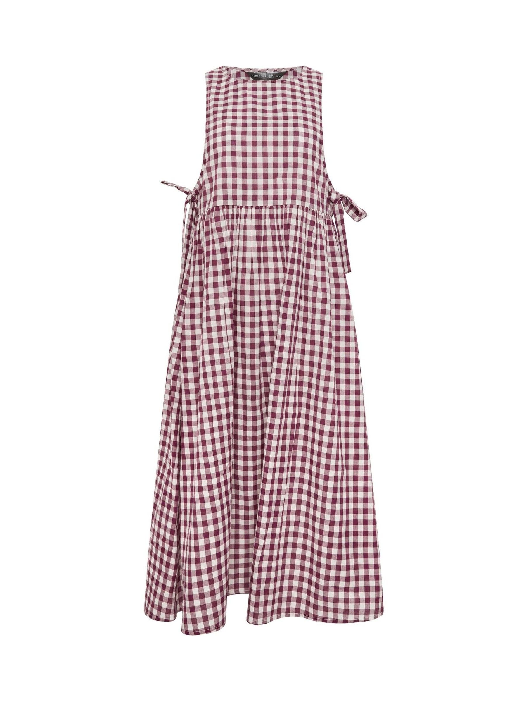 Buy PixieGirl Petite Red Gingham Pinafore Midi Dress from Next