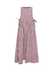 PixieGirl Petite Red Gingham Pinafore Midi Dress - Image 5 of 5