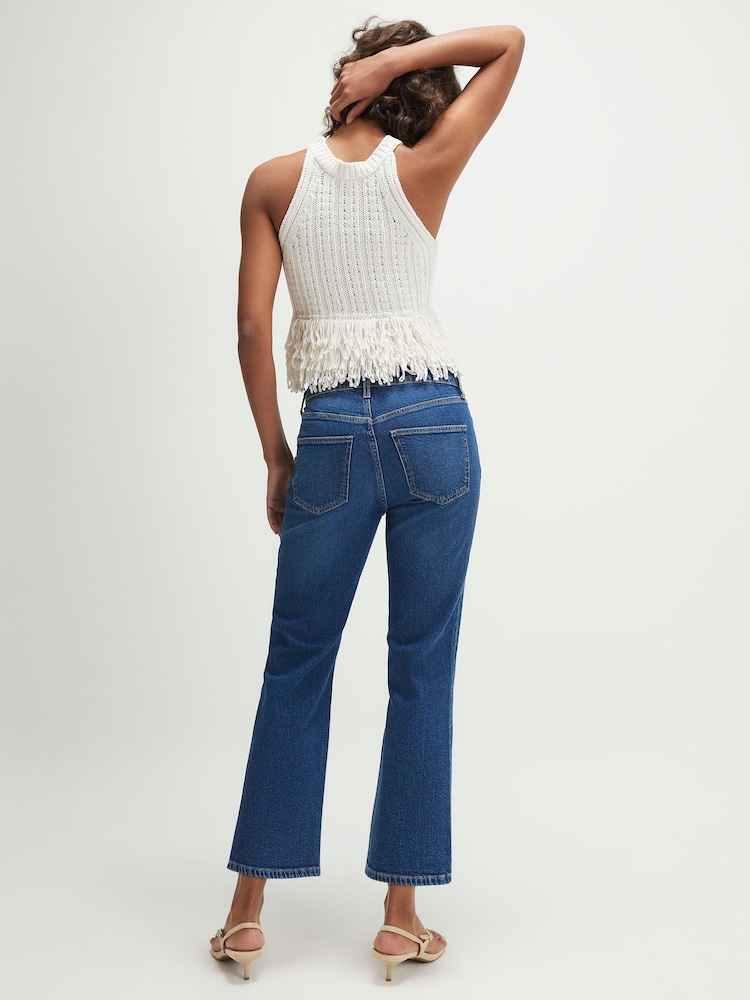River Island Blue High Rise Cropped Kick Flare Jeans - Image 2 of 4