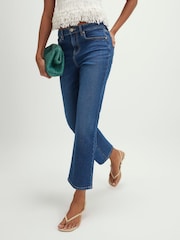 River Island Blue High Rise Cropped Kick Flare Jeans - Image 3 of 4