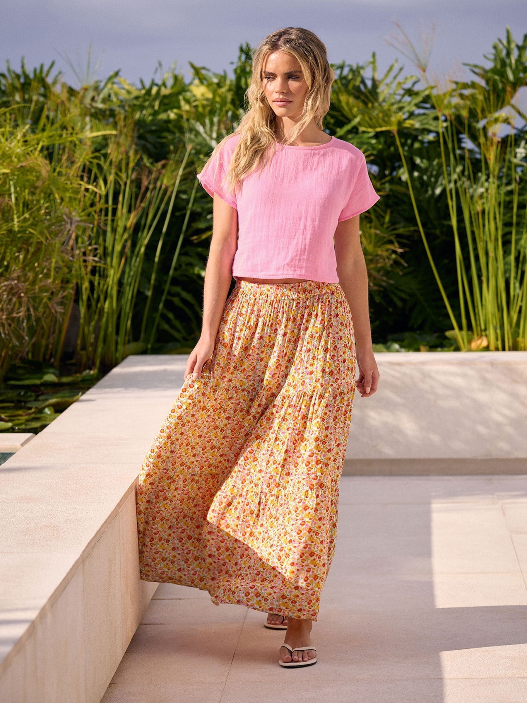 [OPEN YY] FLORAL SKIRT Lサイズ Buy PixieGirl Petite Orange Ditsy Floral Tiered Maxi Skirt from