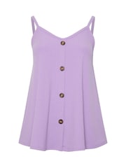 Yours Curve Purple Ribbed Swing Buttoned Cami - Image 5 of 6
