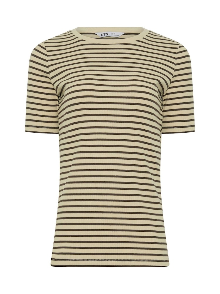 Long Tall Sally Brown Stripe Scoop Neck T-Shirt - Image 5 of 5 Long Tall Sally Brown Stripe Scoop Neck T-Shirt - Image 5 of 5