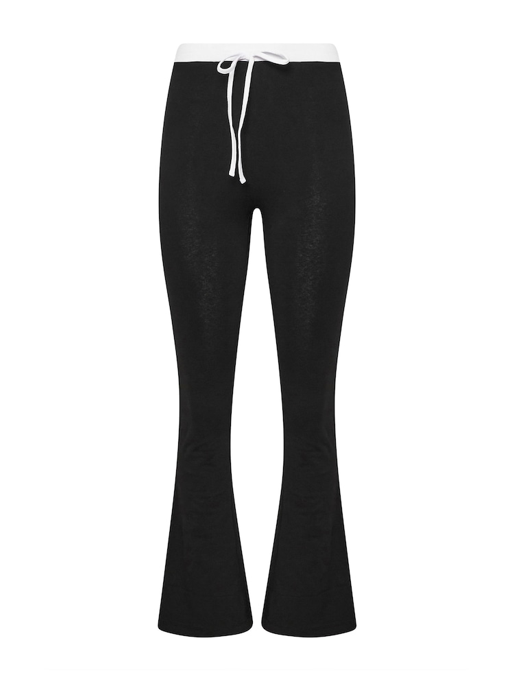 PixieGirl Petite Black Contrast Waistband Flared Leggings - Image 6 of 6