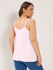 Yours Curve Pink Ribbed Swing Buttoned Cami - Image 3 of 6