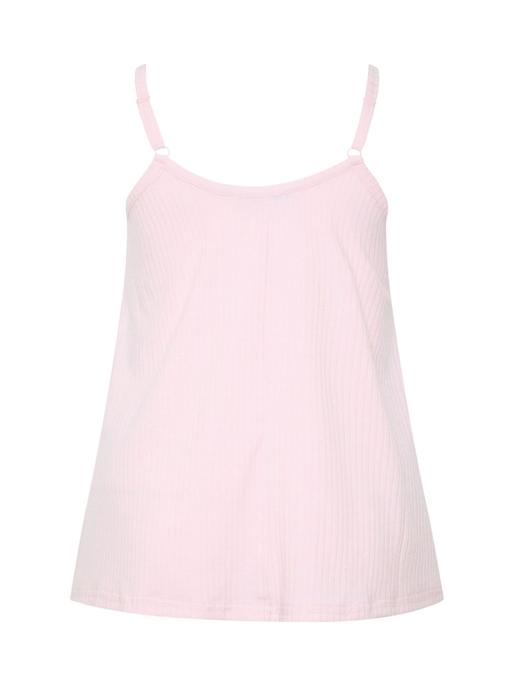 Yours Curve Pink Ribbed Swing Buttoned Cami - Image 6 of 6 Yours Curve Pink Ribbed Swing Buttoned Cami - Image 6 of 6