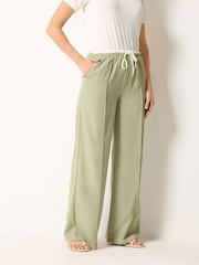 Long Tall Sally Green Contrast Waistband Wide Leg Trousers - Image 2 of 5