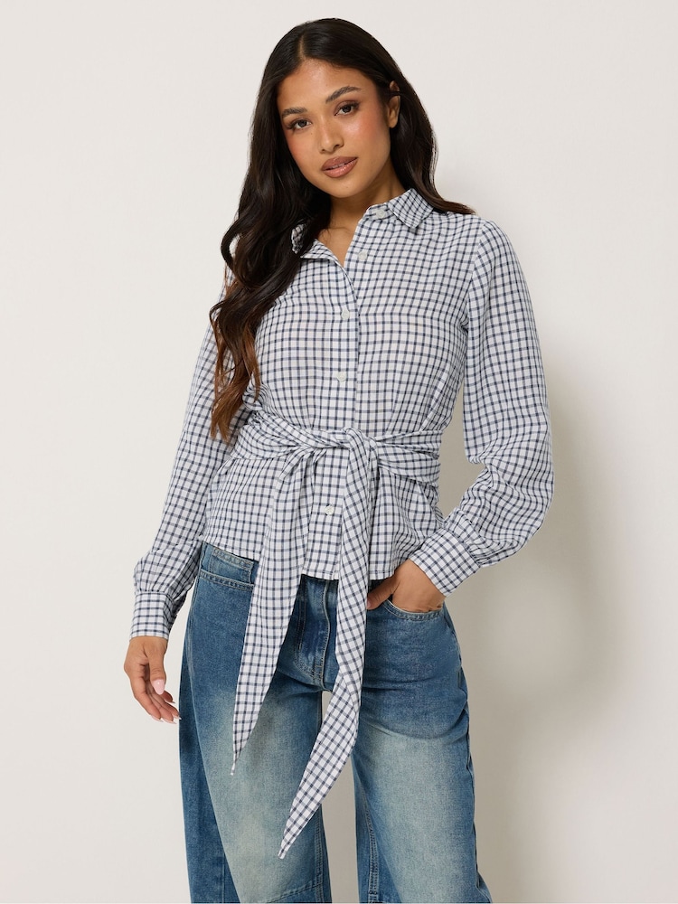 PixieGirl Petite Blue Check Bandana Shirt - Image 1 of 5