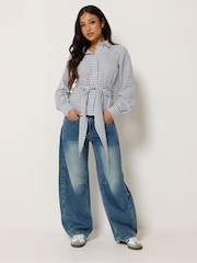 PixieGirl Petite Blue Check Bandana Shirt - Image 2 of 5