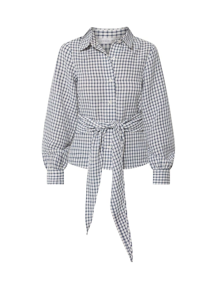 PixieGirl Petite Blue Check Bandana Shirt - Image 5 of 5