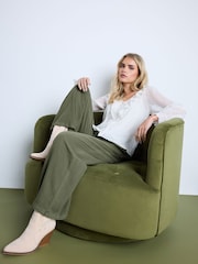 PixieGirl Petite Green Acid Wash Wide Leg Trousers - Image 5 of 7