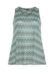 Yours Curve Blue Zig Zag Print Vest - Image 5 of 5