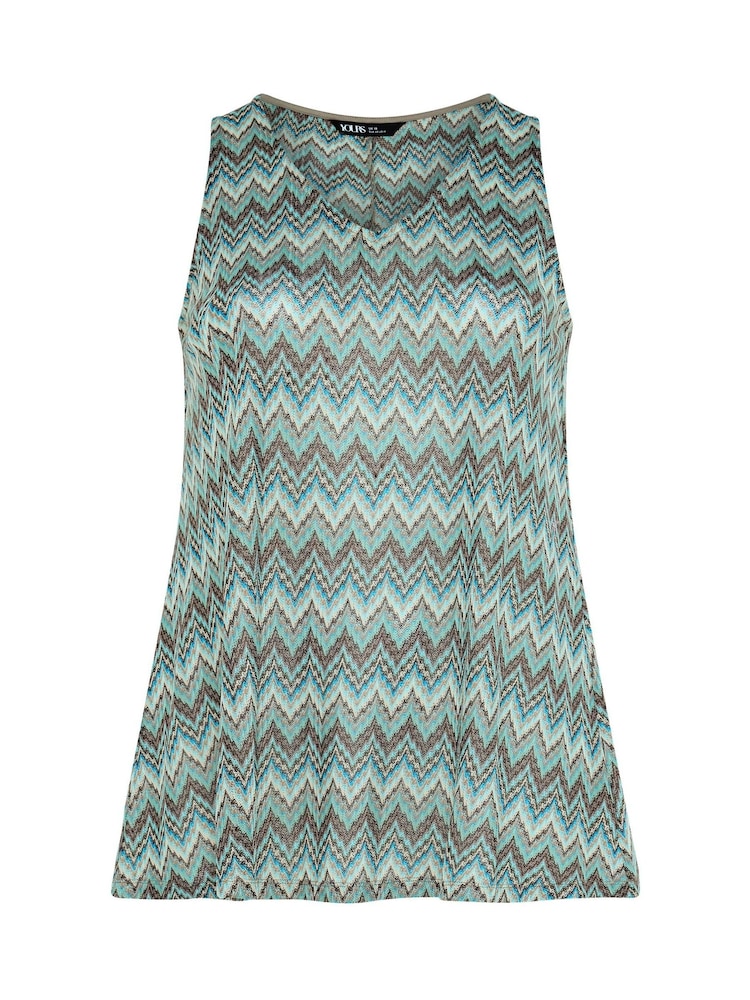 Yours Curve Blue Zig Zag Print Vest - Image 5 of 5