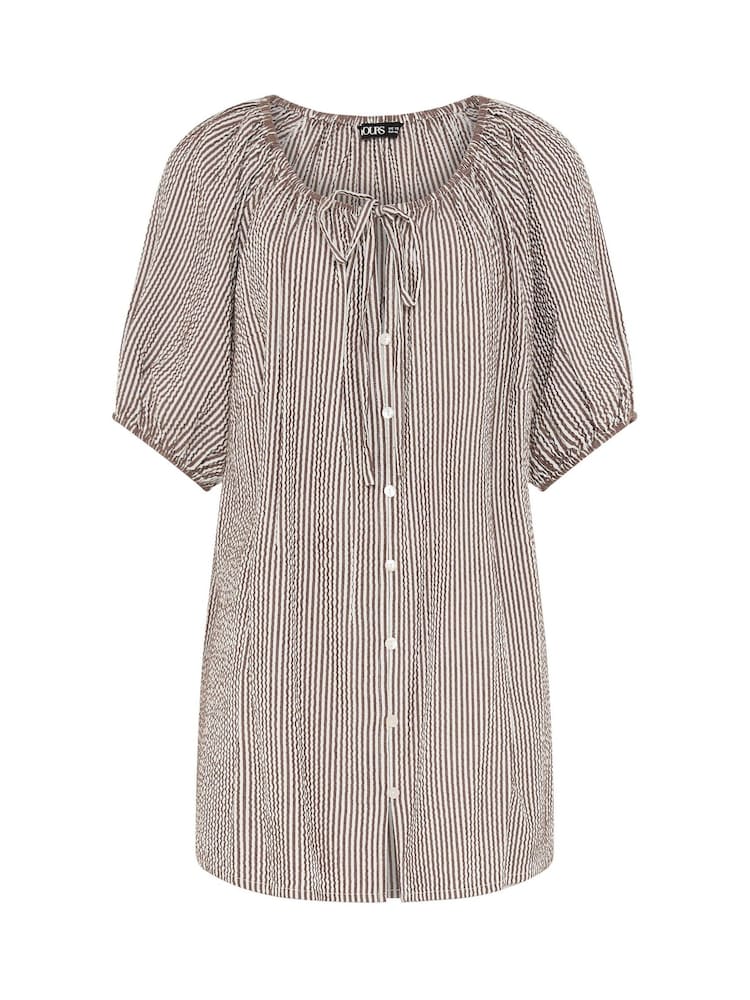 Yours Curve Brown Stripe Boho Blouse - Image 5 of 5 Yours Curve Brown Stripe Boho Blouse - Image 5 of 5