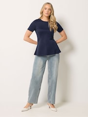 Long Tall Sally Blue Peplum Top - Image 2 of 5
