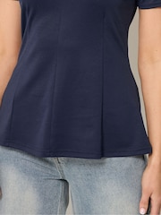 Long Tall Sally Blue Peplum Top - Image 4 of 5