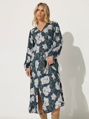 PixieGirl Petite Blue Floral Midi Tea Dress - Image 1 of 4