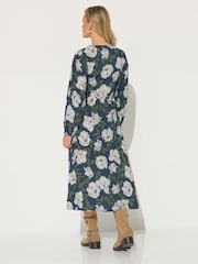 PixieGirl Petite Blue Floral Midi Tea Dress - Image 3 of 4