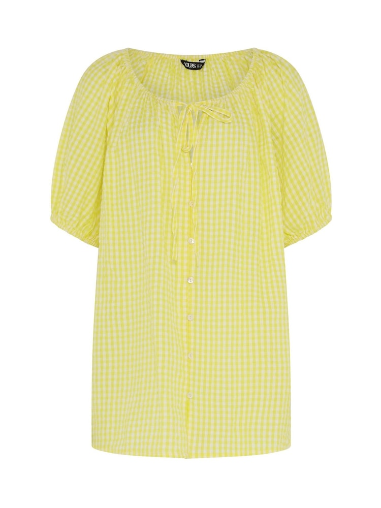 Yours Curve Yellow Stripe Boho Blouse - Image 5 of 5 Yours Curve Yellow Stripe Boho Blouse - Image 5 of 5