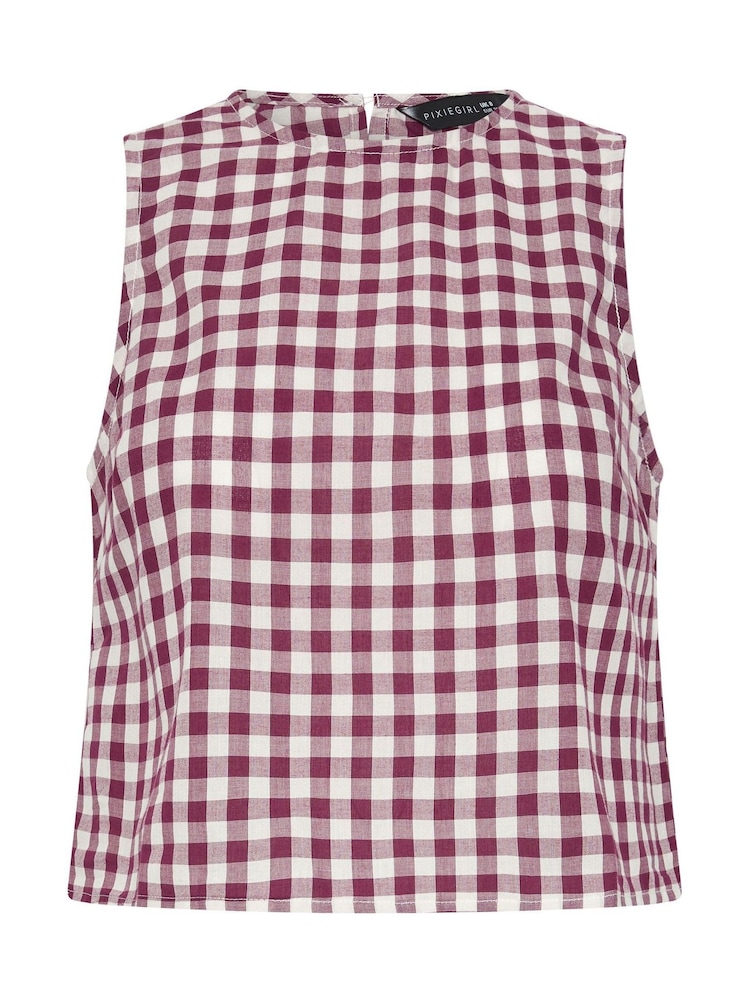 PixieGirl Petite Red Gingham Shell Top - Image 5 of 5
