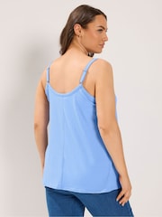 Yours Curve Blue Ribbed Swing Buttoned Cami - Image 3 of 6