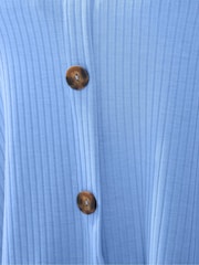Yours Curve Blue Ribbed Swing Buttoned Cami - Image 4 of 6