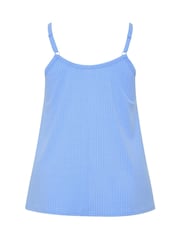Yours Curve Blue Ribbed Swing Buttoned Cami - Image 6 of 6