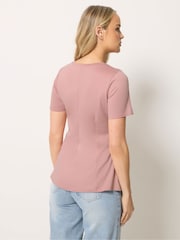 Long Tall Sally Pink Peplum Top - Image 3 of 5