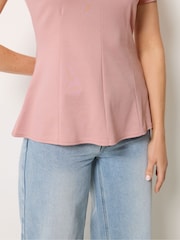Long Tall Sally Pink Peplum Top - Image 4 of 5
