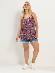 Yours Curve Black Ribbed Swing Cami - Image 2 of 6