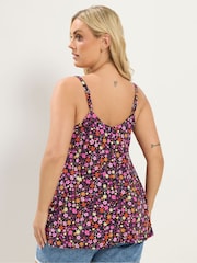 Yours Curve Black Ribbed Swing Cami - Image 3 of 6