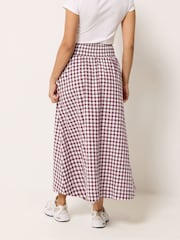 PixieGirl Petite Red Gingham Shirred Waist Midi Skirt - Image 3 of 5