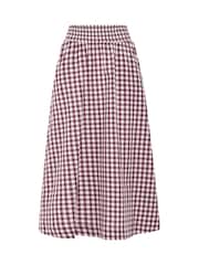 PixieGirl Petite Red Gingham Shirred Waist Midi Skirt - Image 5 of 5